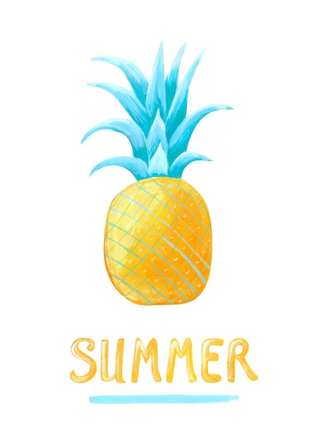 Ilustraciones de verano de una linda fruta de piña.