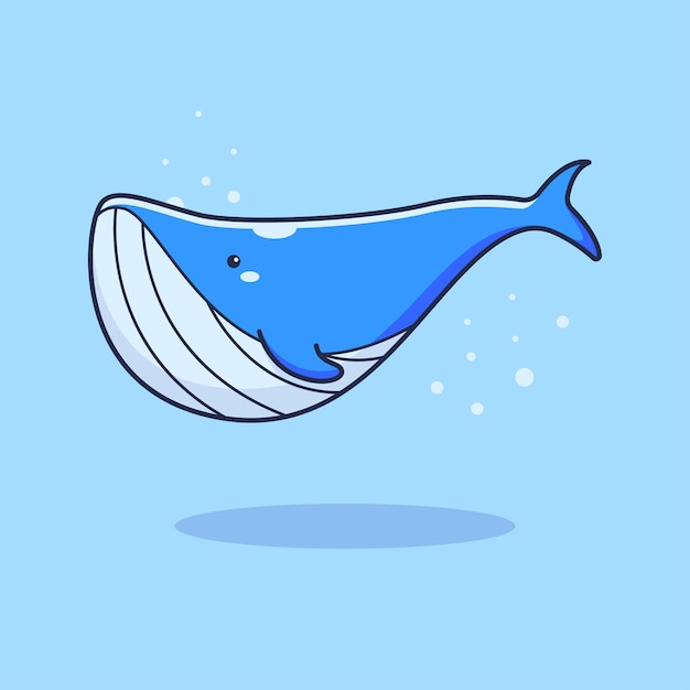 ilustrado dibujo animado de una ballena nadando