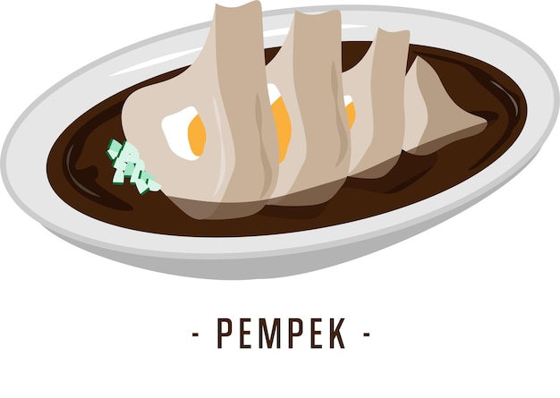 Ilustrado Pempek Vector Exquisito gráfico que captura la esencia de la delicadeza de la torta de pescado indonesia