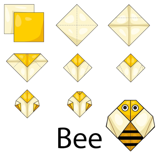 Ilustrador de la abeja origami.