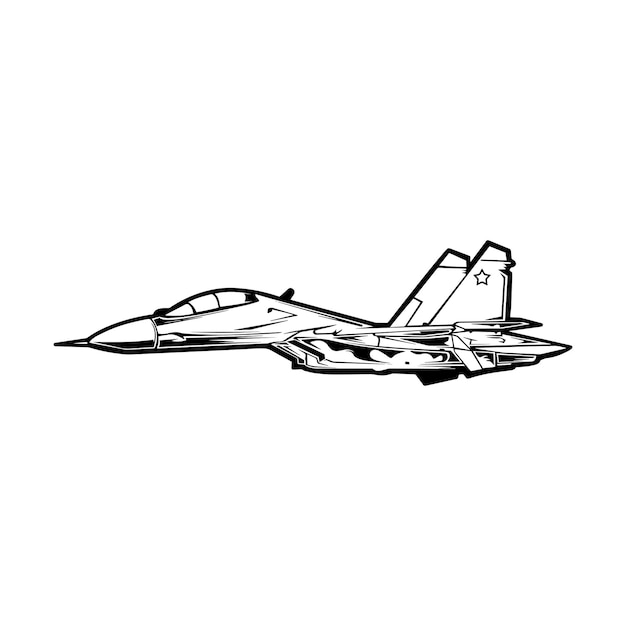 Ilustrador de acciones Vector de línea de arte Fighter Jet