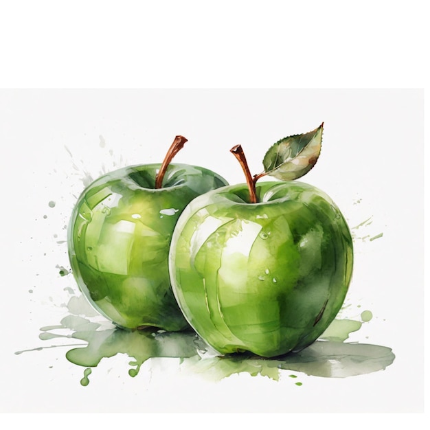 Vector ilustrador de acuarelas de manzanas