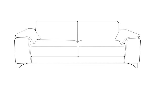 Ilustrador de arte de línea de sofá o sofá Muebles de contorno para sala de estar Ilustración vectorial