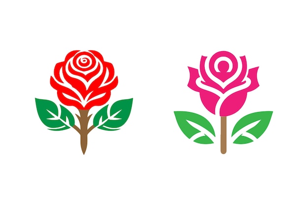 Ilustrador de arte vectorial con icono de flor de rosa con fondo blanco