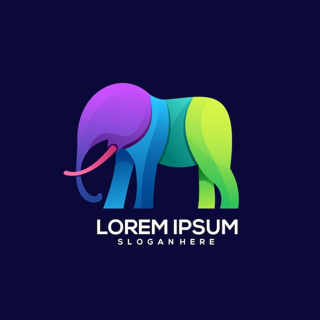 Vector ilustrador colorido degradado de logotipo de elefante