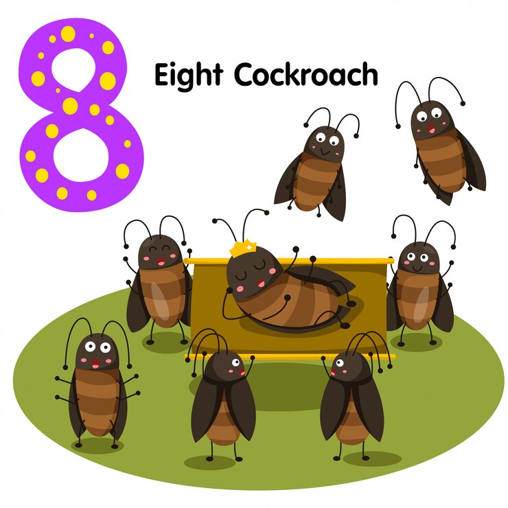 Vector ilustrador de la cucaracha número ocho.