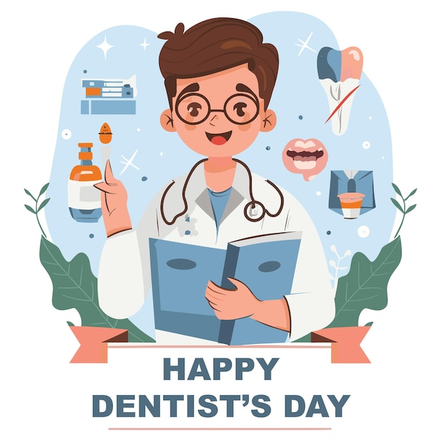 Ilustrador del día dental.