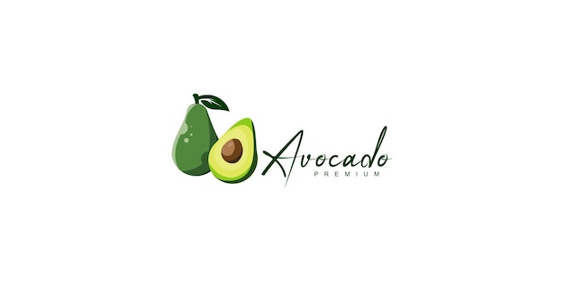 Ilustrador de diseño de aguacate simple con concepto único de vector premium