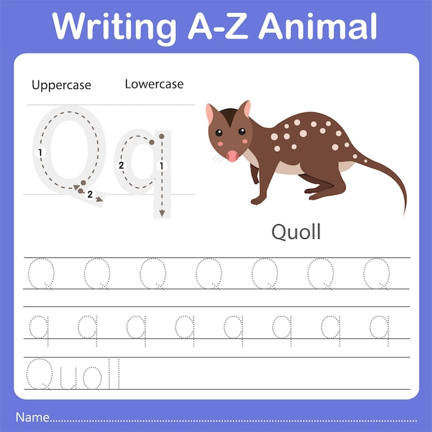 Ilustrador de escritura az animal quoll