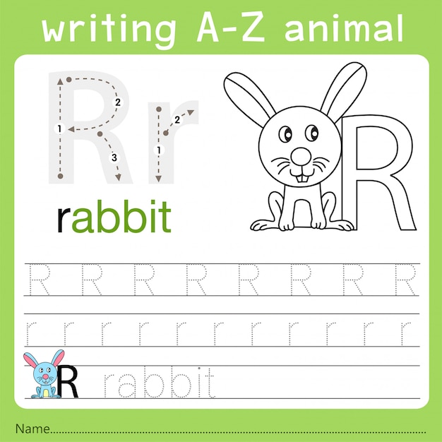 Ilustrador de escritura az animal r.