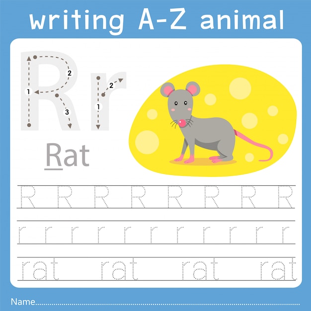 Ilustrador de escritura az animal r.