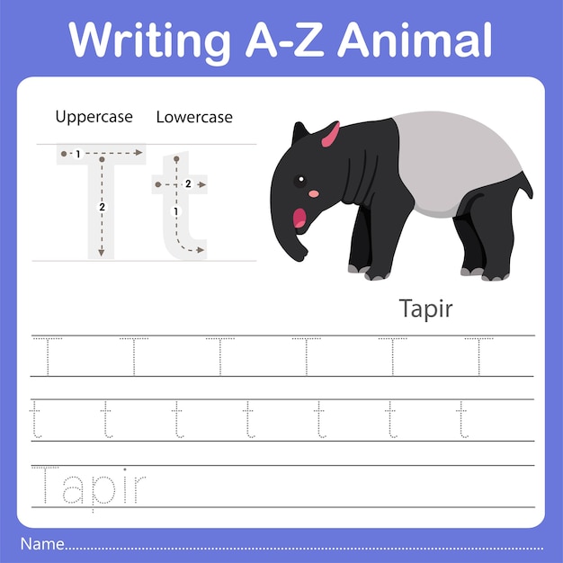 ilustrador de la escritura az animal tapir