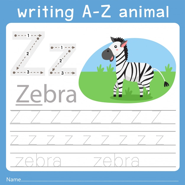 Ilustrador de escritura az animal z.