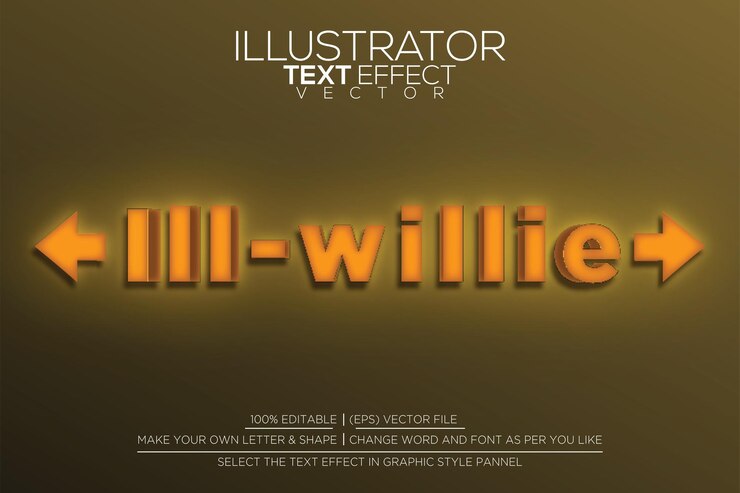 Vector ilustrador fácil de editar efecto de texto 111 willie