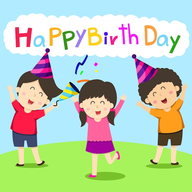Ilustrador feliz cumpleaños tarjeta niño