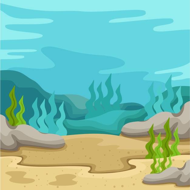 Vector ilustrador de fondo bajo el agua en el mar.