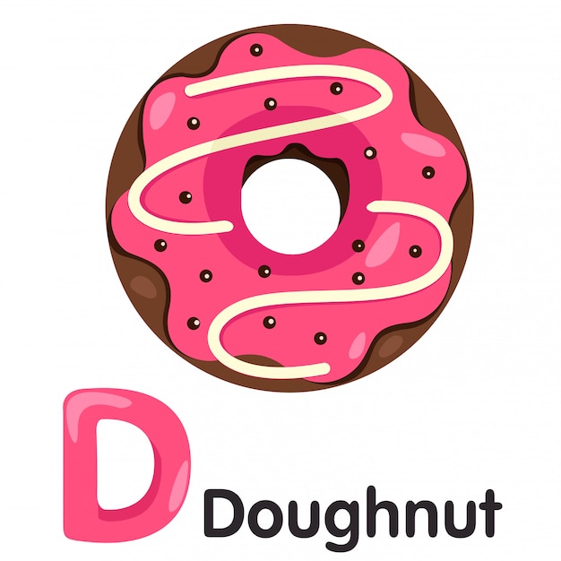 Ilustrador de fuente d con donut.