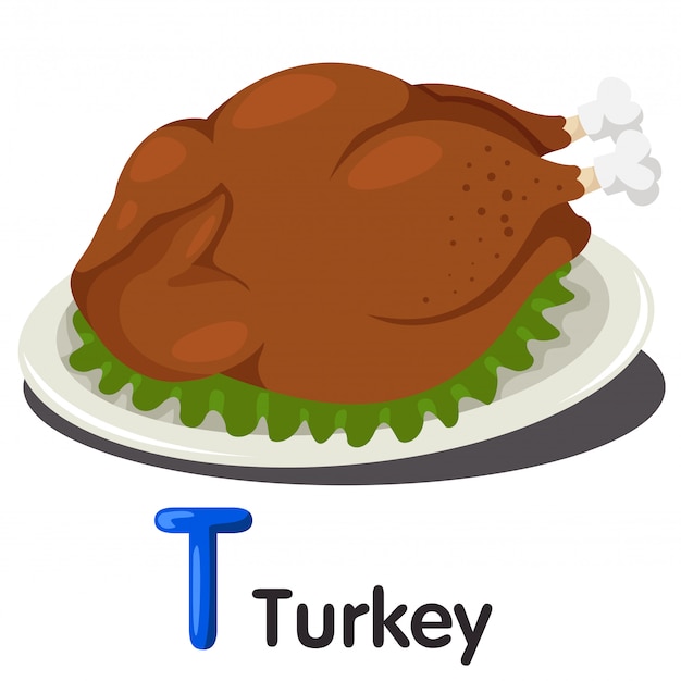 Ilustrador de la fuente T con pavo.
