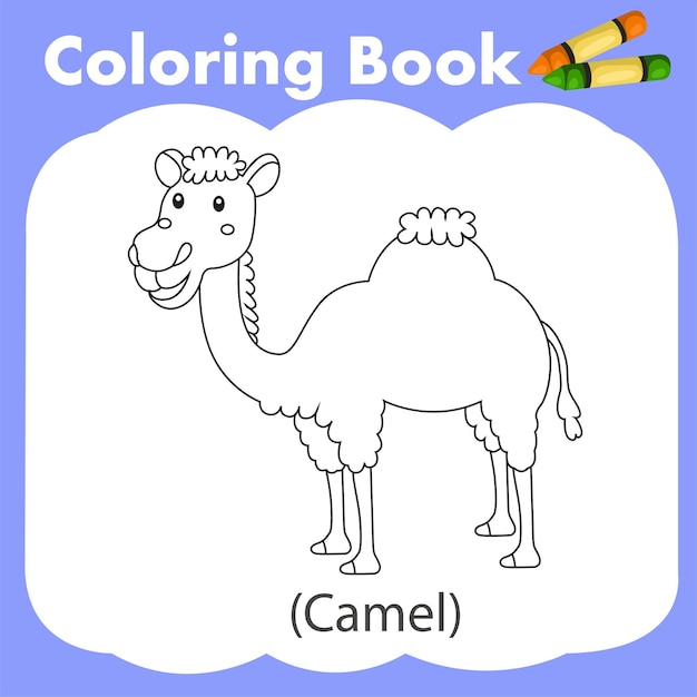 Ilustrador de libro para colorear camello