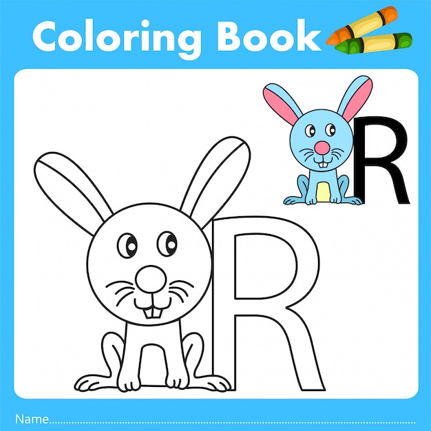 Ilustrador de libro de colores con conejo animal.