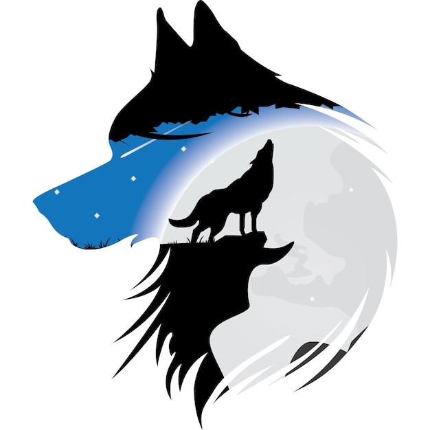 ilustrador del logotipo de la luna del lobo nocturno