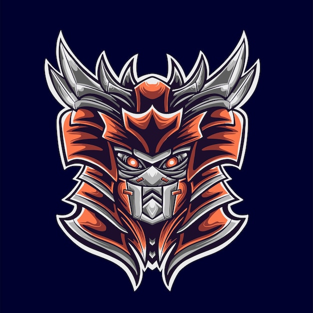 Vector ilustrador de la mascota del logotipo de demon samurai