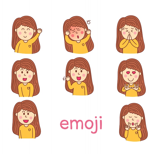 Ilustrador de mi niña emoji cara