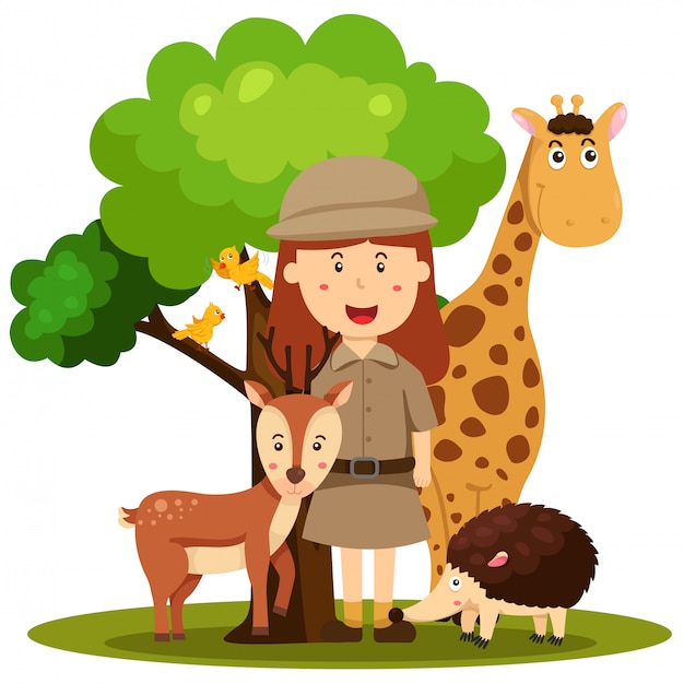 Ilustrador de mujeres cuidadoras del zoológico