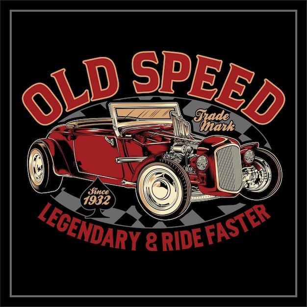 Vector ilustrador de old speed hotrod