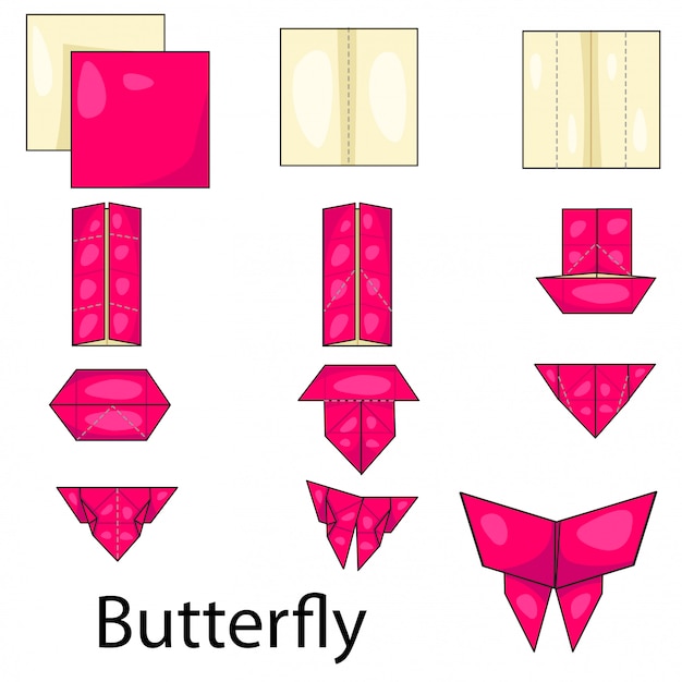 Vector ilustrador de origami mariposa.