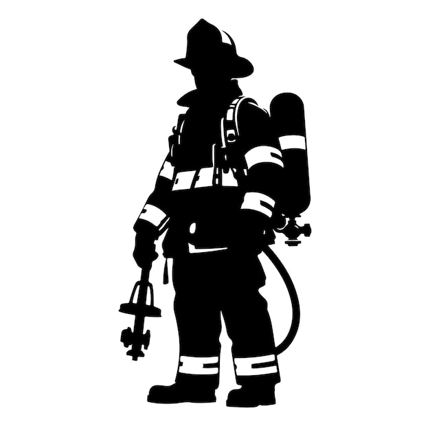 Vector ilustrador de silueta vectorial de bomberos en pose