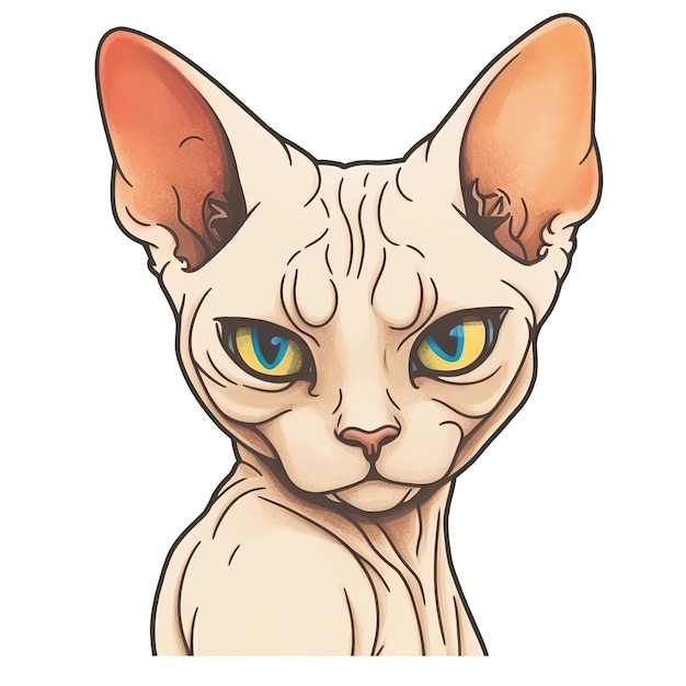 Ilustrador de sphynx cat personificación pegatina