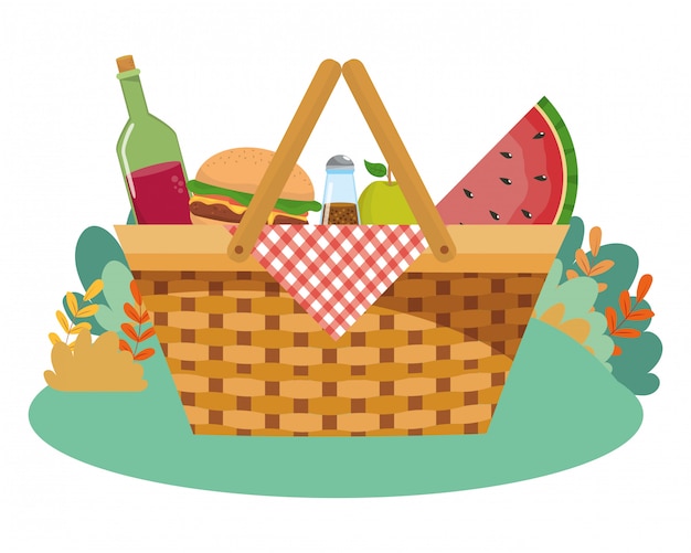 Ilustrador de vector de cesta de picnic aislado