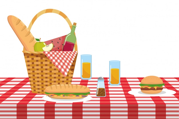 Ilustrador de vector de cesta de picnic aislado