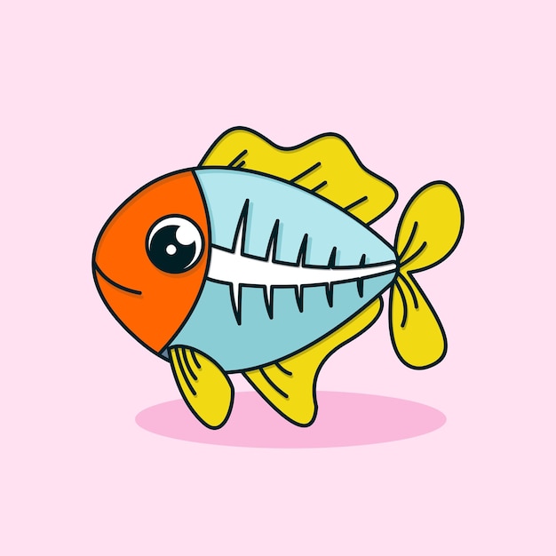 Vector ilustrador de x con peces de rayos x.