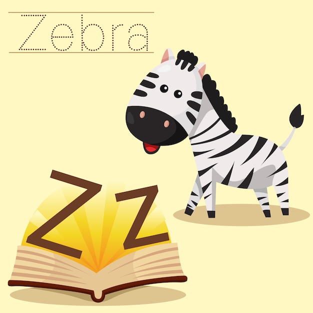 Ilustrador de z para vocabulario de cebra.