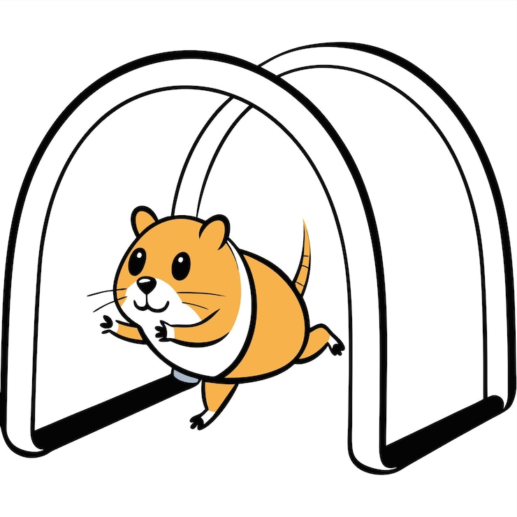 Vector ilustrar un hámster corriendo a través de un túnel utilice líneas curvas para mostrar el movimiento