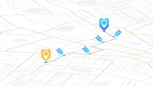 Ilustrar la navegación y mapear las rutas utilizando marcadores de ubicación para la exploración de la ciudad y la orientación urbana