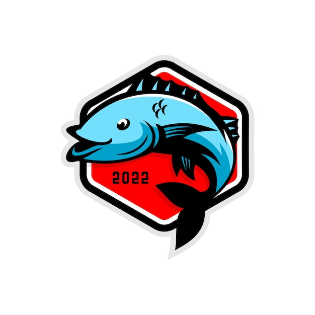 ilustrasi vektor ikon klub memancing, vektor ikan besar