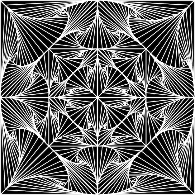 Imagen de una abstracción en blanco y negro en un cuadrado en forma de flor de estrella