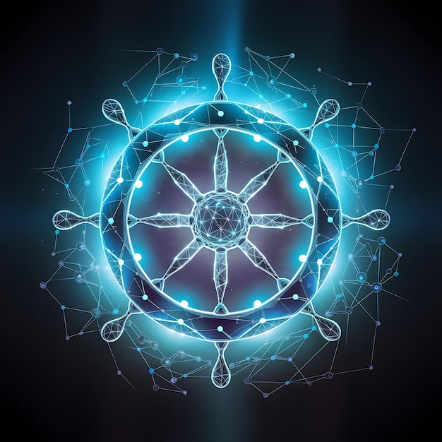 una imagen abstracta azul y verde de un diseño en espiral con la palabra "intercom" en él