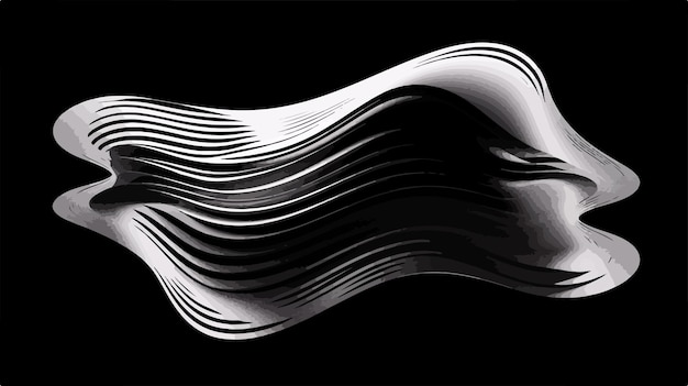 una imagen abstracta en blanco y negro de una onda que está curva y curva