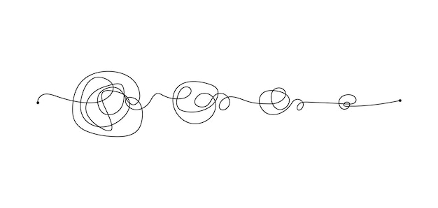 Imagen abstracta de una línea desenredada que muestra un hilo fluido continuo que se tuerce y gira