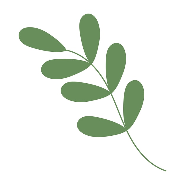 Imagen abstracta de ramita de primavera con hojas pequeñas en tono verde de moda Elemento de diseño de vector aislado