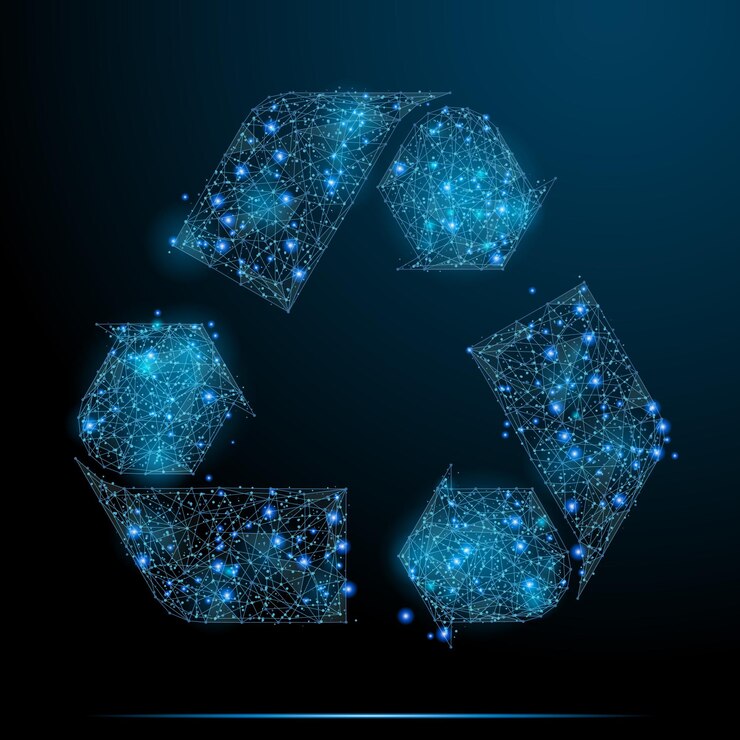 Vector imagen abstracta de reciclaje puntos líneas y formas en forma de estrellas planetas