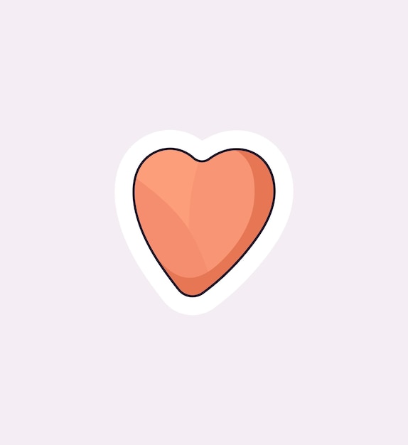 Imagen adhesiva positiva del cuerpo Un pequeño corazón lindo está representado en un estilo colorido