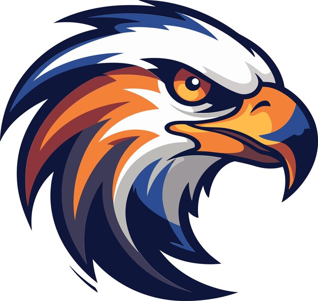una imagen de un águila con un pico azul y naranja
