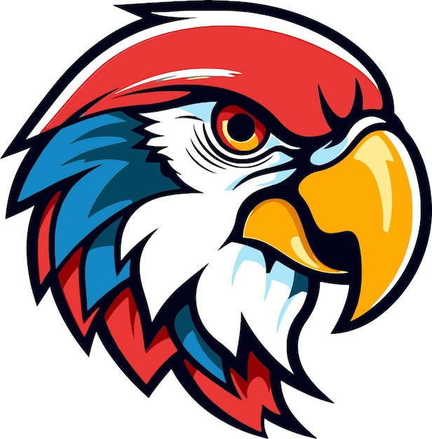 una imagen de un águila con un pico rojo azul y rojo
