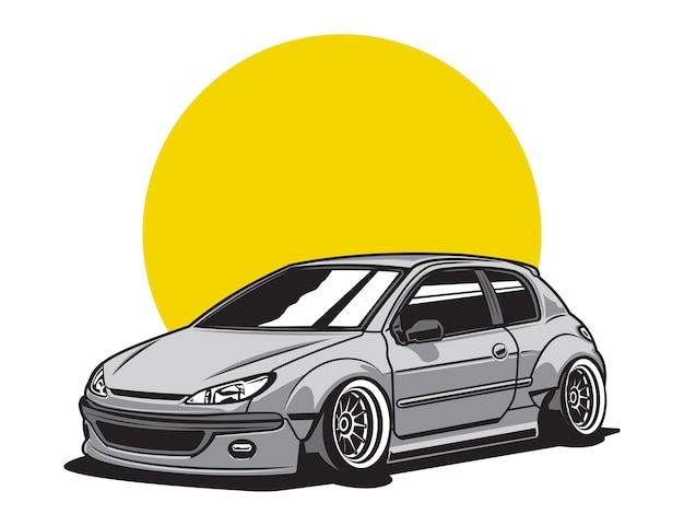 imagen aislada del diseño del coche con acento gris ilustrador gráfico