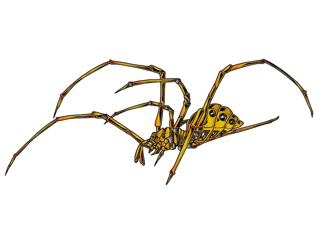 imagen de una araña robot dorada adecuada para diseñar camisetas, logotipos de deportes electrónicos, carteles y otros